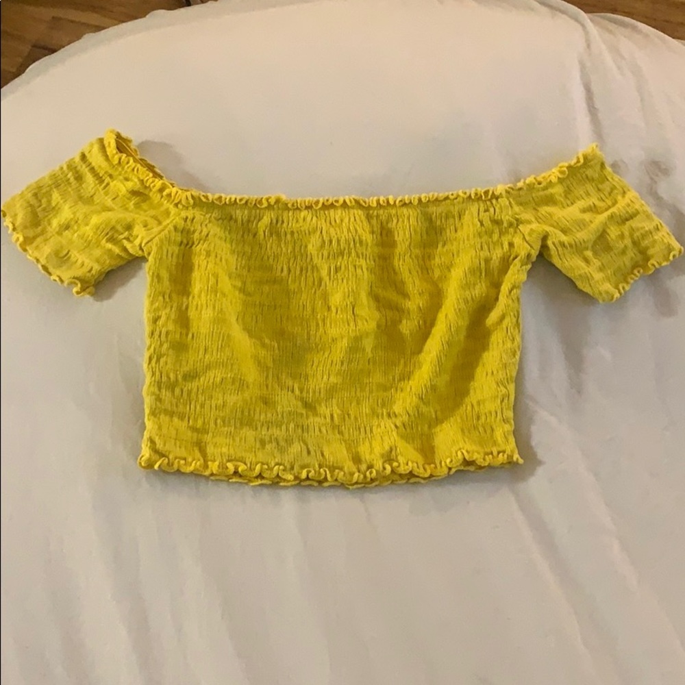 Yellow off the shoulder crop top